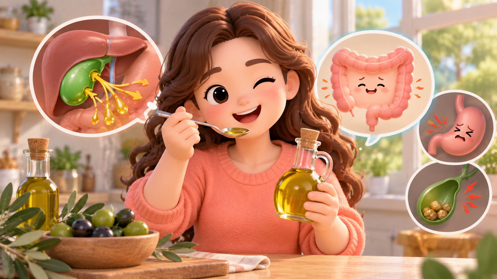 아침 공복에 올리브유 한 스푼을 마시면 변비와 소화에 도움이 될까?