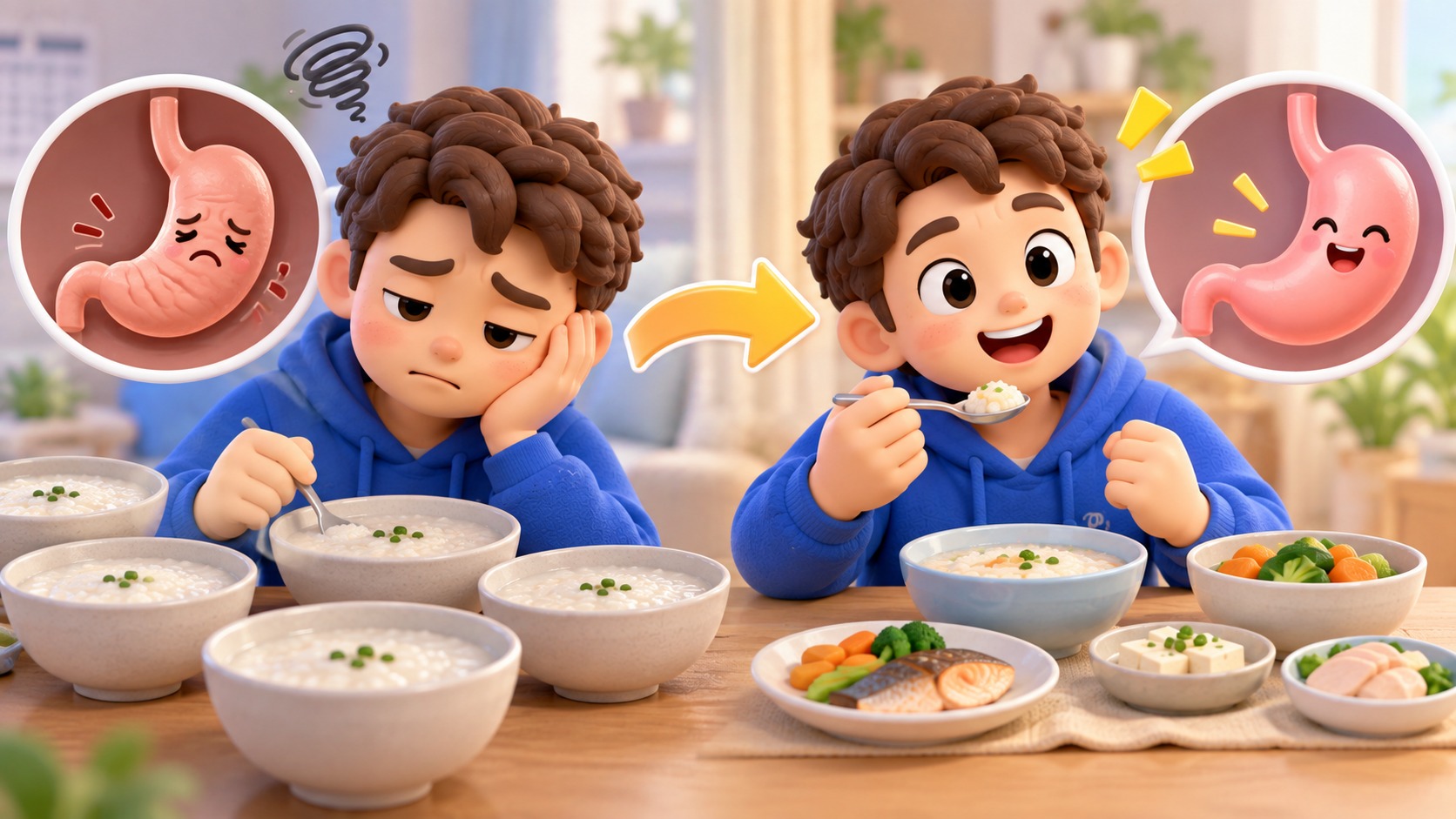 소화가 안 될 때 죽을 오래 먹는 것이 위장 회복에 정말 좋을까?